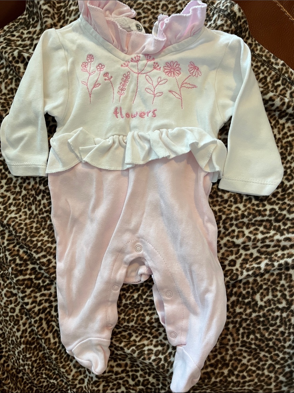 Baby Girls Pink & White Floral One-Piece Romper